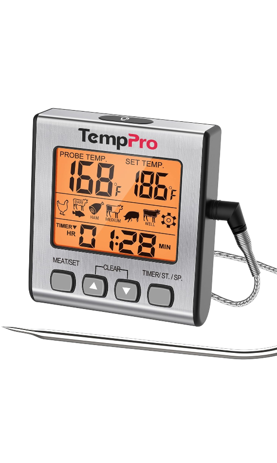 BBQ Food Thermometer with Backlight and Kitchen Timer TP16SW by TempPro